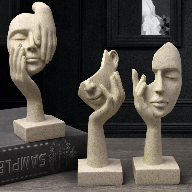 Elegant Modern Thinker Statue Set - Modern Home Sculptures for Stylish Bookshelves