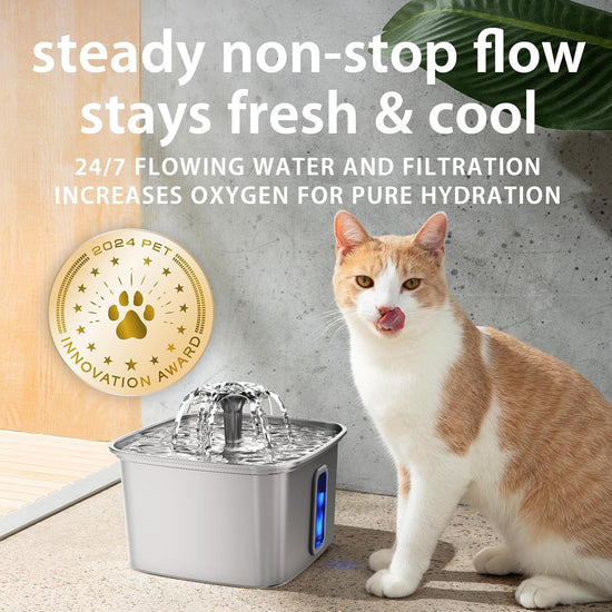 Revolutionary 108Oz Stainless Steel Cat Water Fountain - Innovation Award Winner