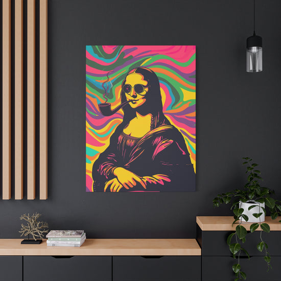 Psychedelic Mona Lisa Canvas – Retro Pop Art Stretched Wall Art