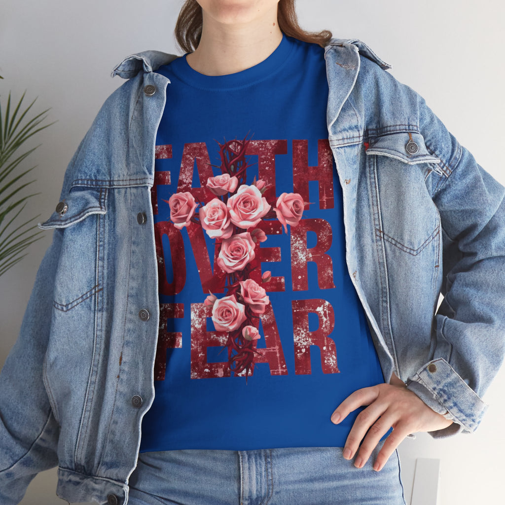 Faith Over Fear Floral T-Shirt — Inspirational Christian Tee