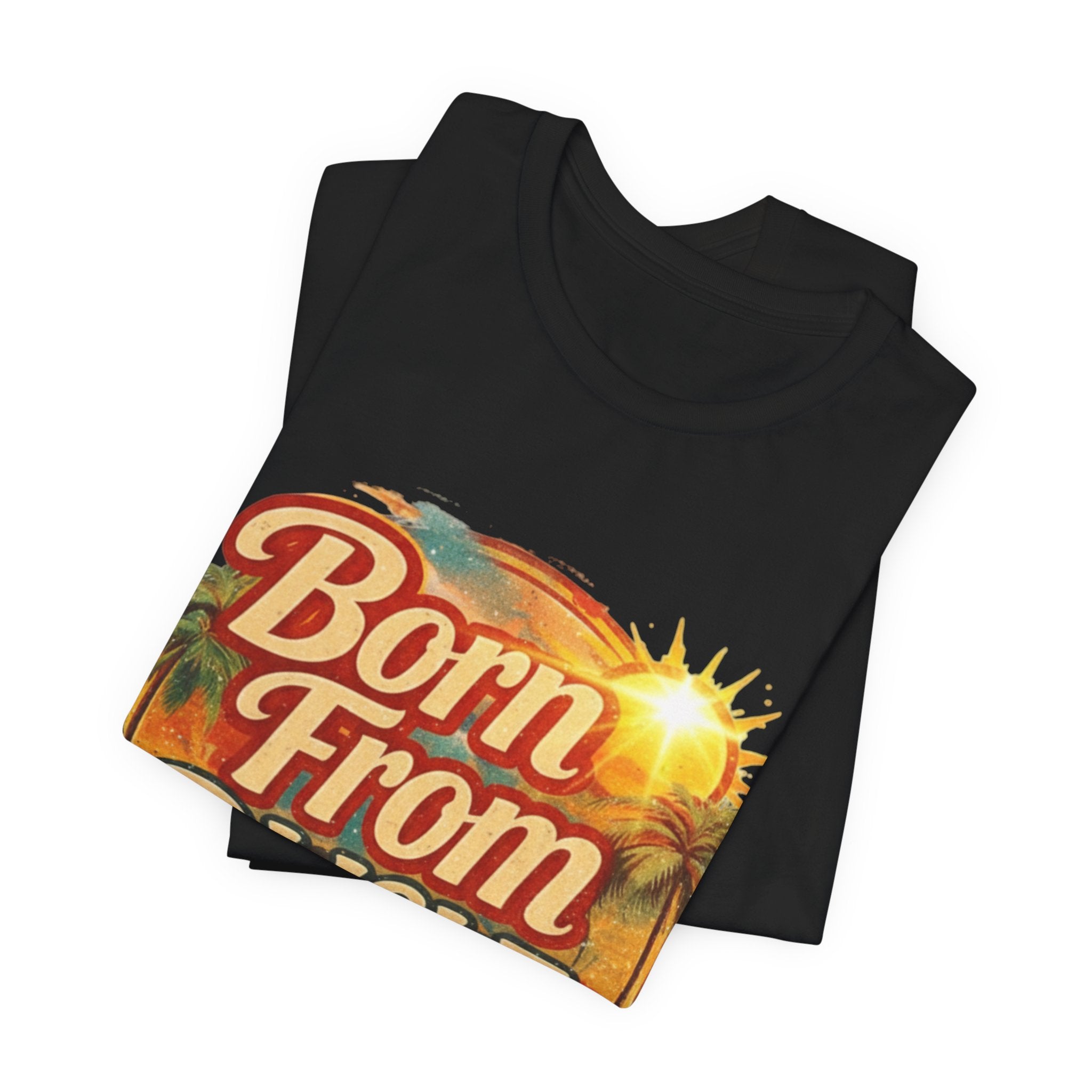 Born From Di Isle T‑Shirt – Tropical Island Sunset Tee