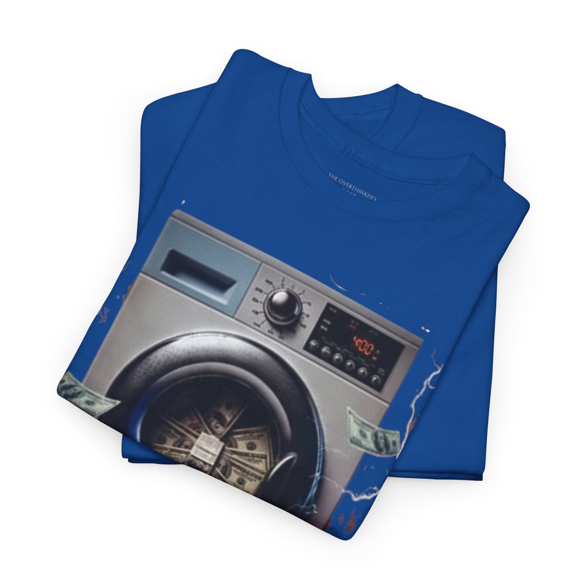 Money Laundry Graphic Tee — Urban Streetwear Shirt with Washing Machine Cash Design