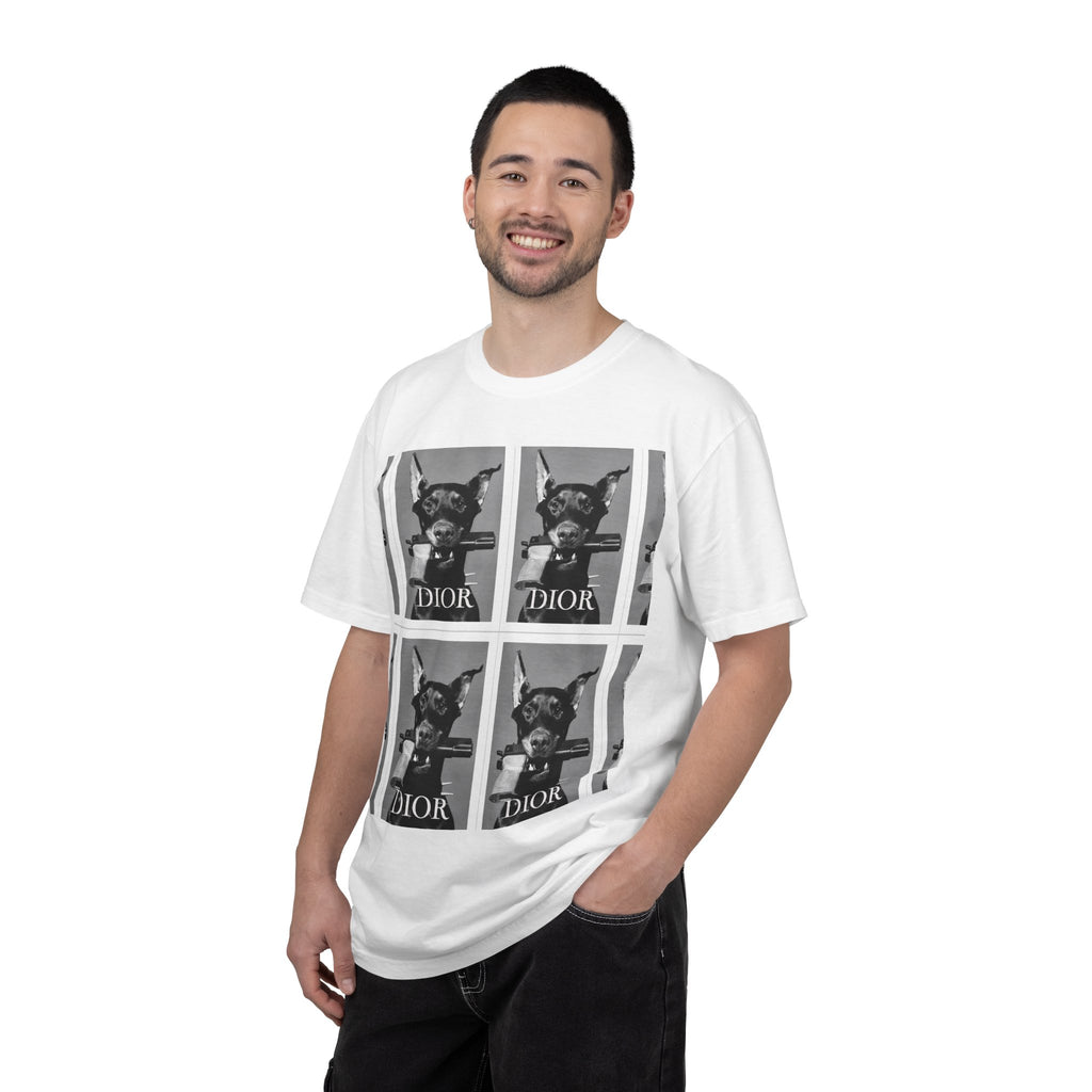 Graphic T-Shirt — Vintage Pop Art Dog Grid (DIOR Style)