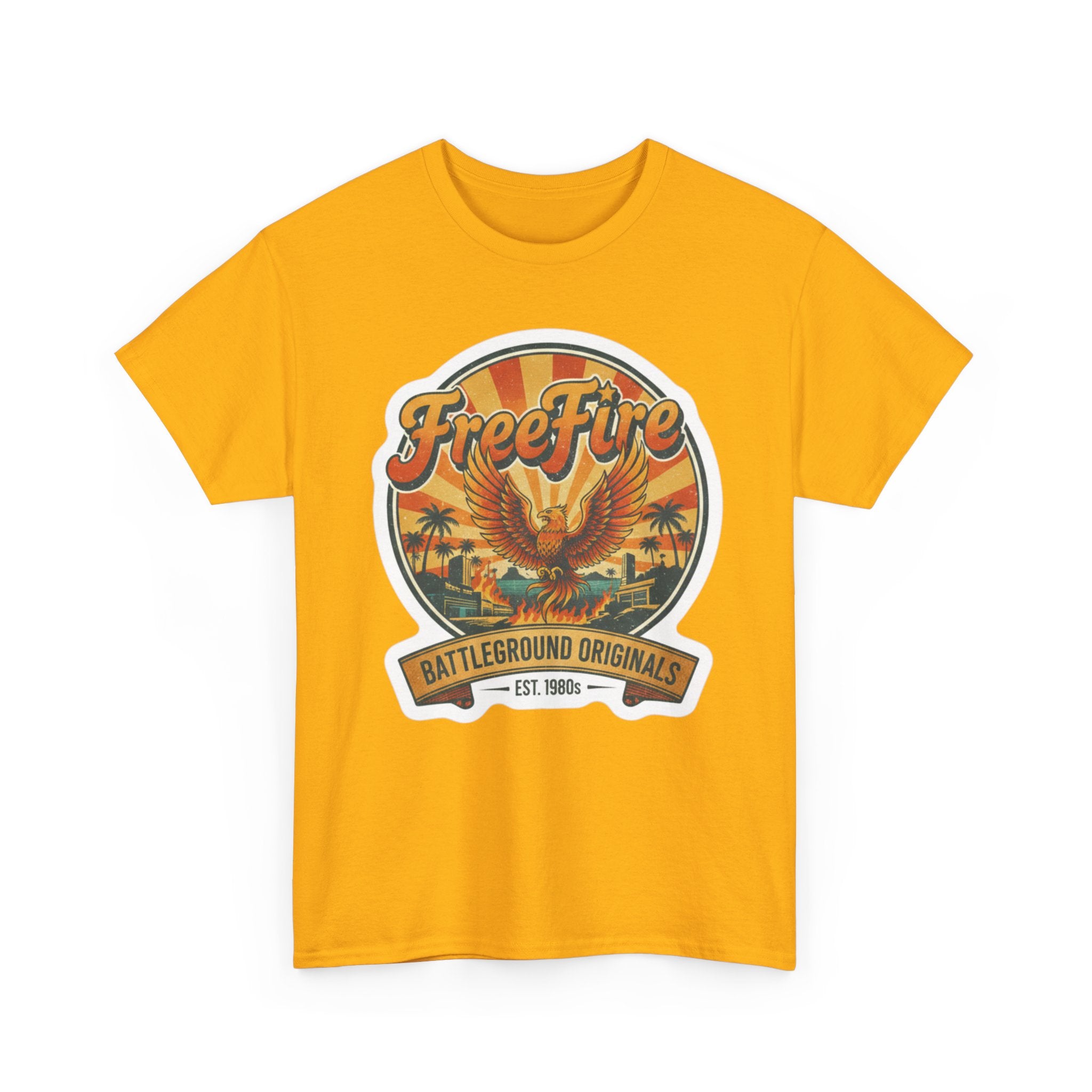 Free Fire Firebird Graphic Tee — "Free Fire" Retro Phoenix Vintage Logo Shirt. Gaming Tee