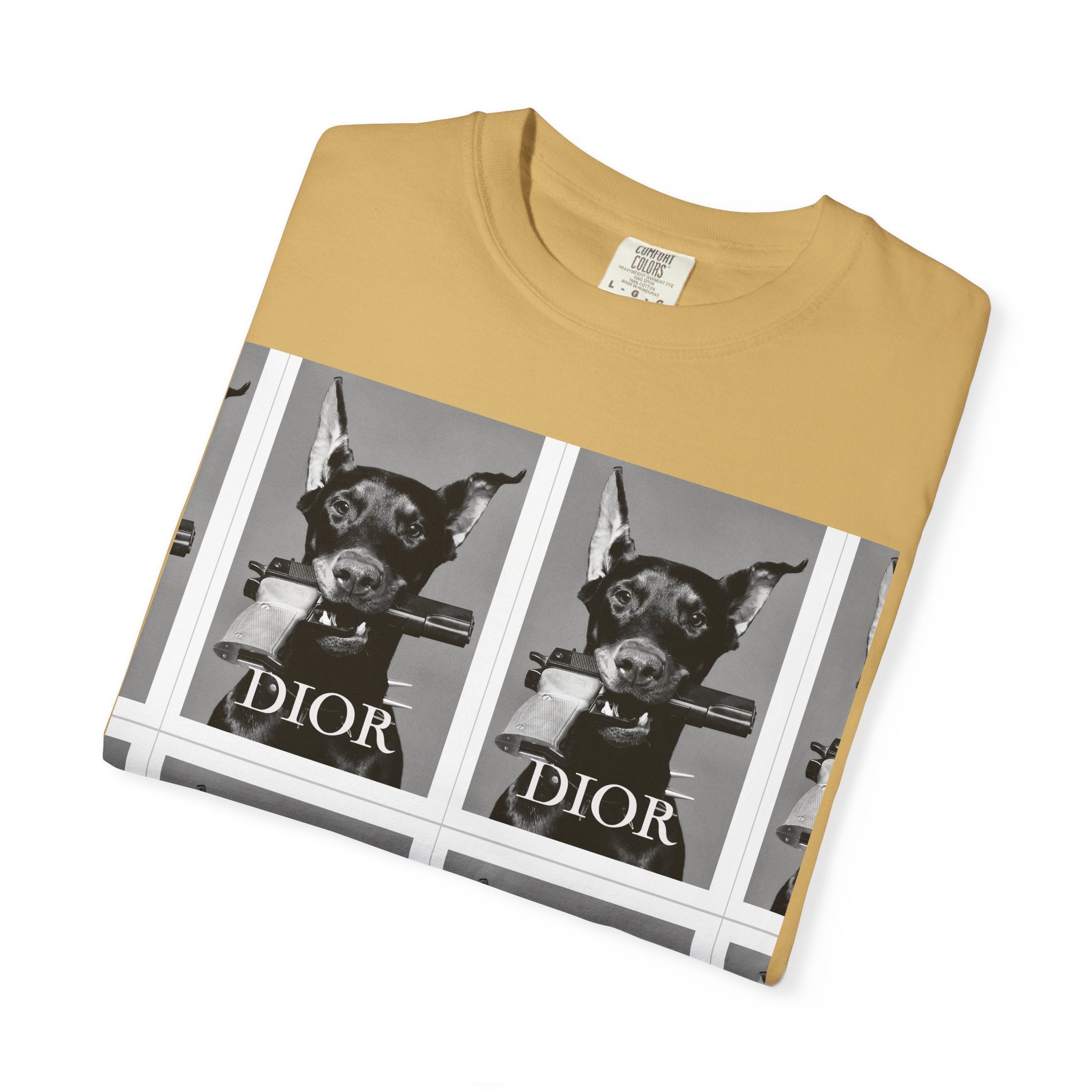 Graphic T-Shirt — Vintage Pop Art Dog Grid (DIOR Style)