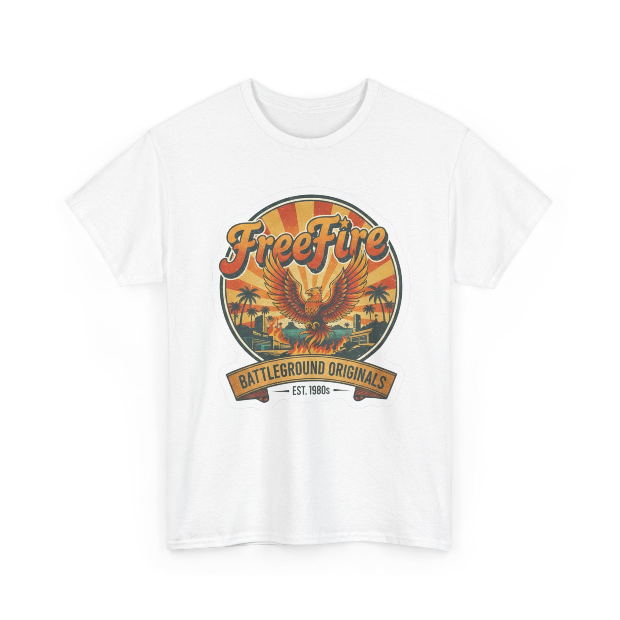 Free Fire Firebird Graphic Tee — "Free Fire" Retro Phoenix Vintage Logo Shirt. Gaming Tee