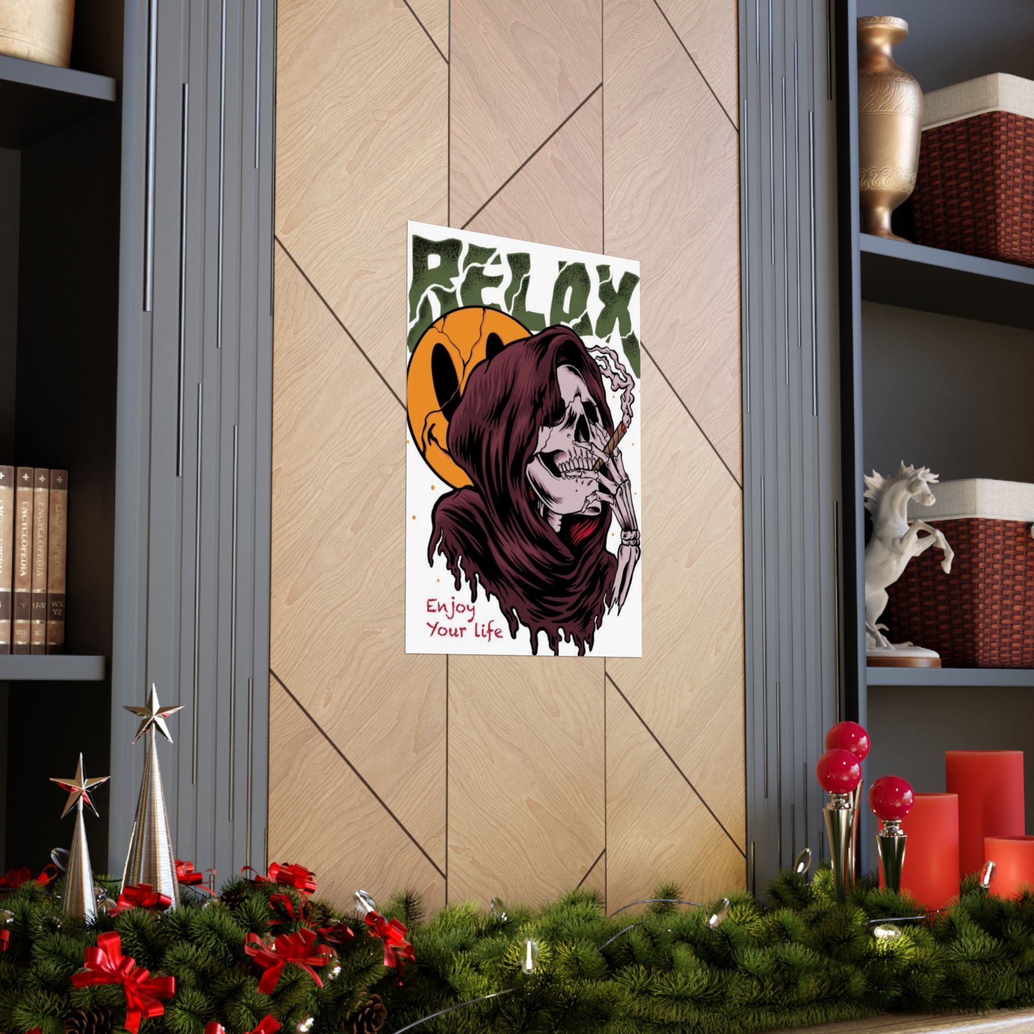 Relax Skull Poster — "Enjoy Your Life" Matte Vertical Art Print
