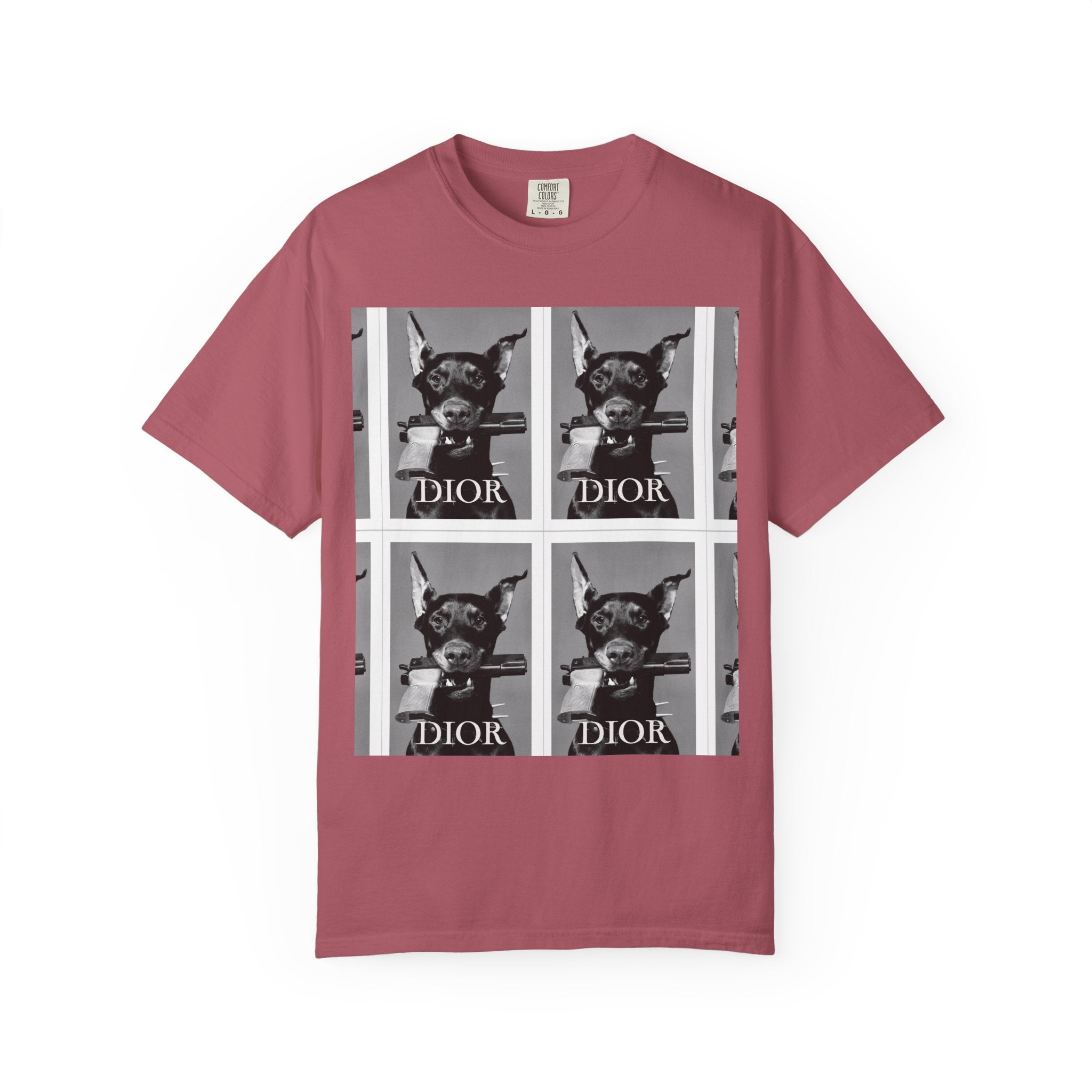 Graphic T-Shirt — Vintage Pop Art Dog Grid (DIOR Style)