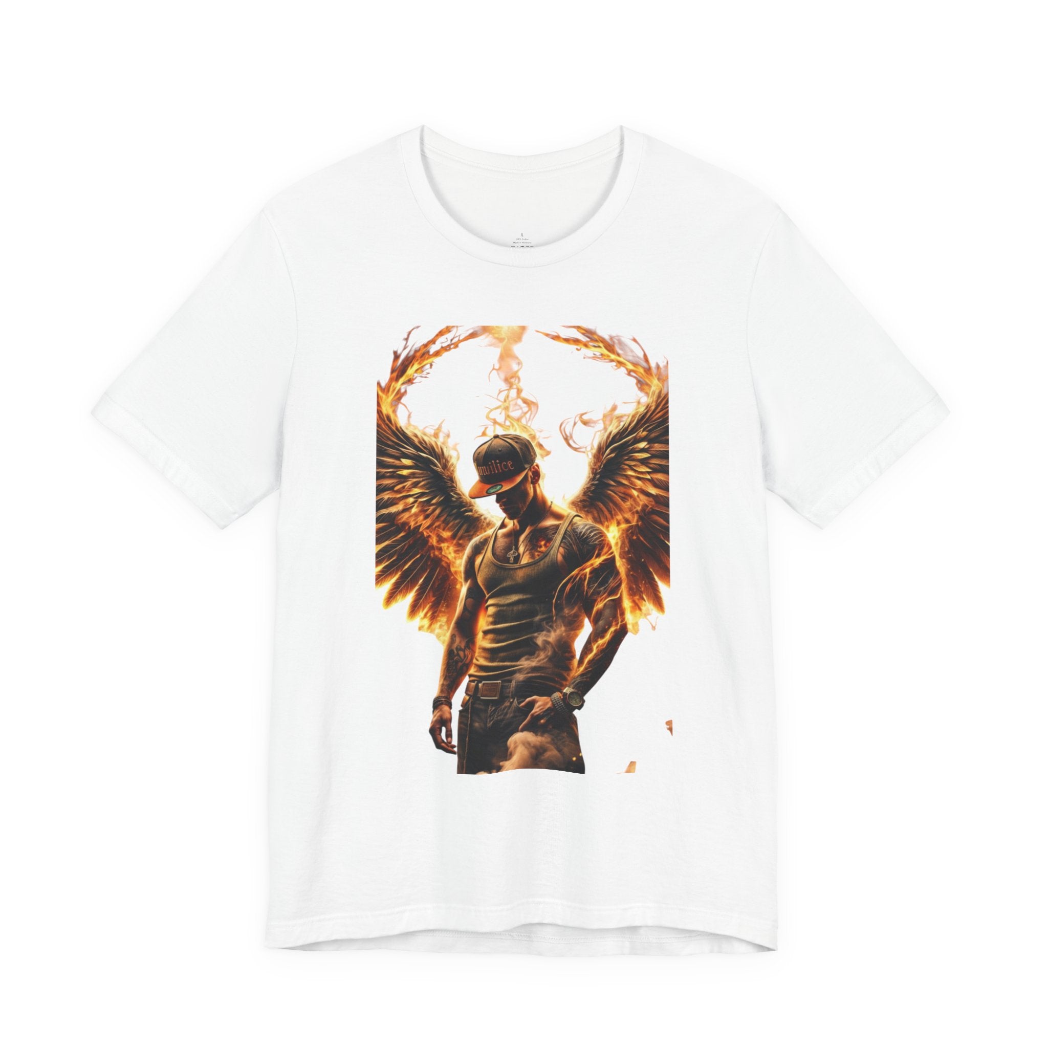 Fiery Angel Graphic Tee — Flaming Winged Warrior T-Shirt