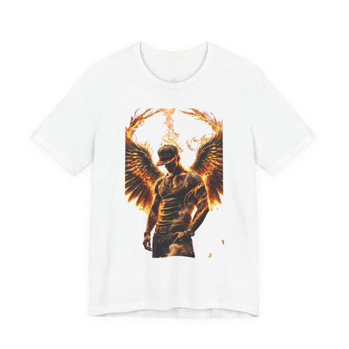Fiery Angel Graphic Tee — Flaming Winged Warrior T-Shirt