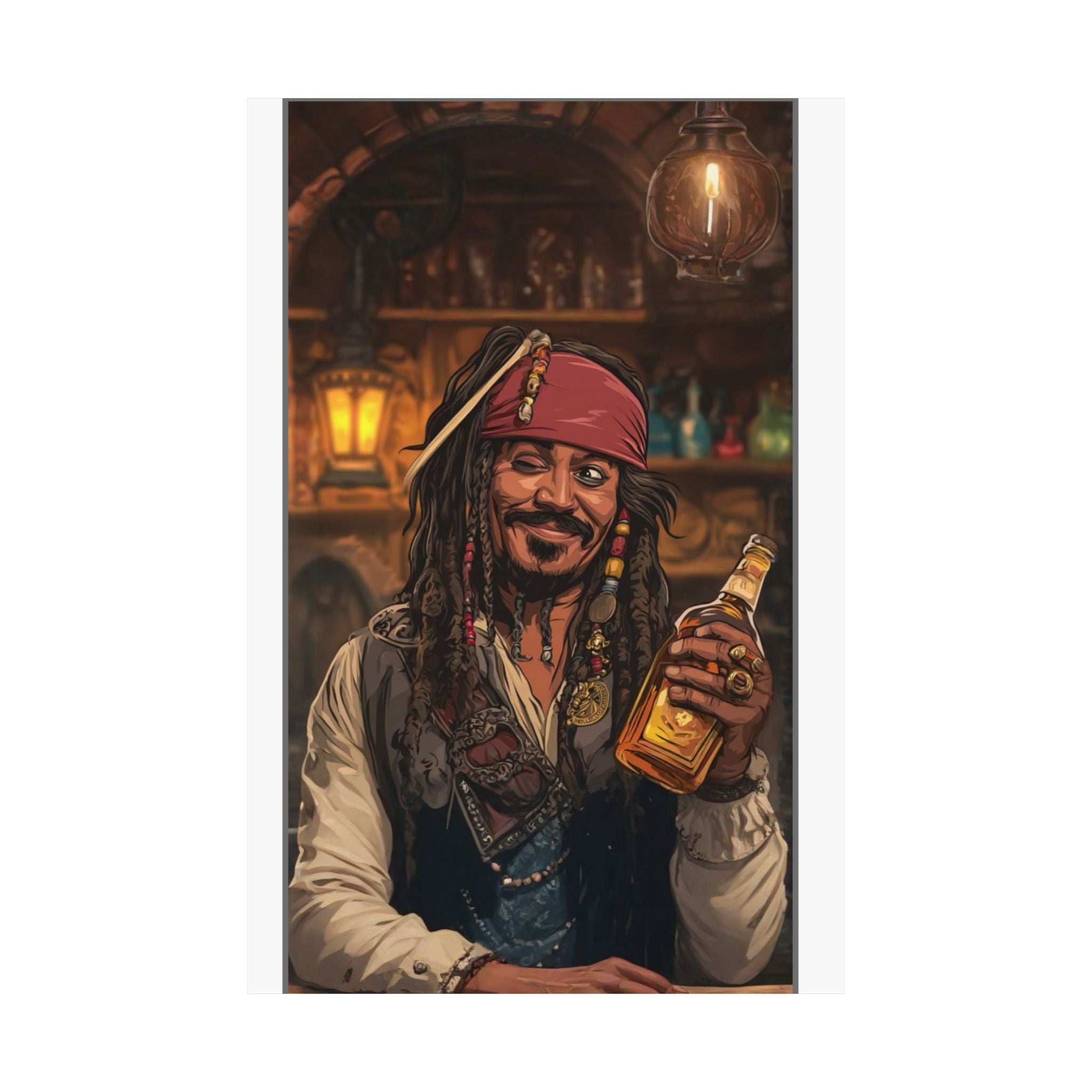 Vintage Pirate Bar Art Poster — Matte Vertical Wall Print