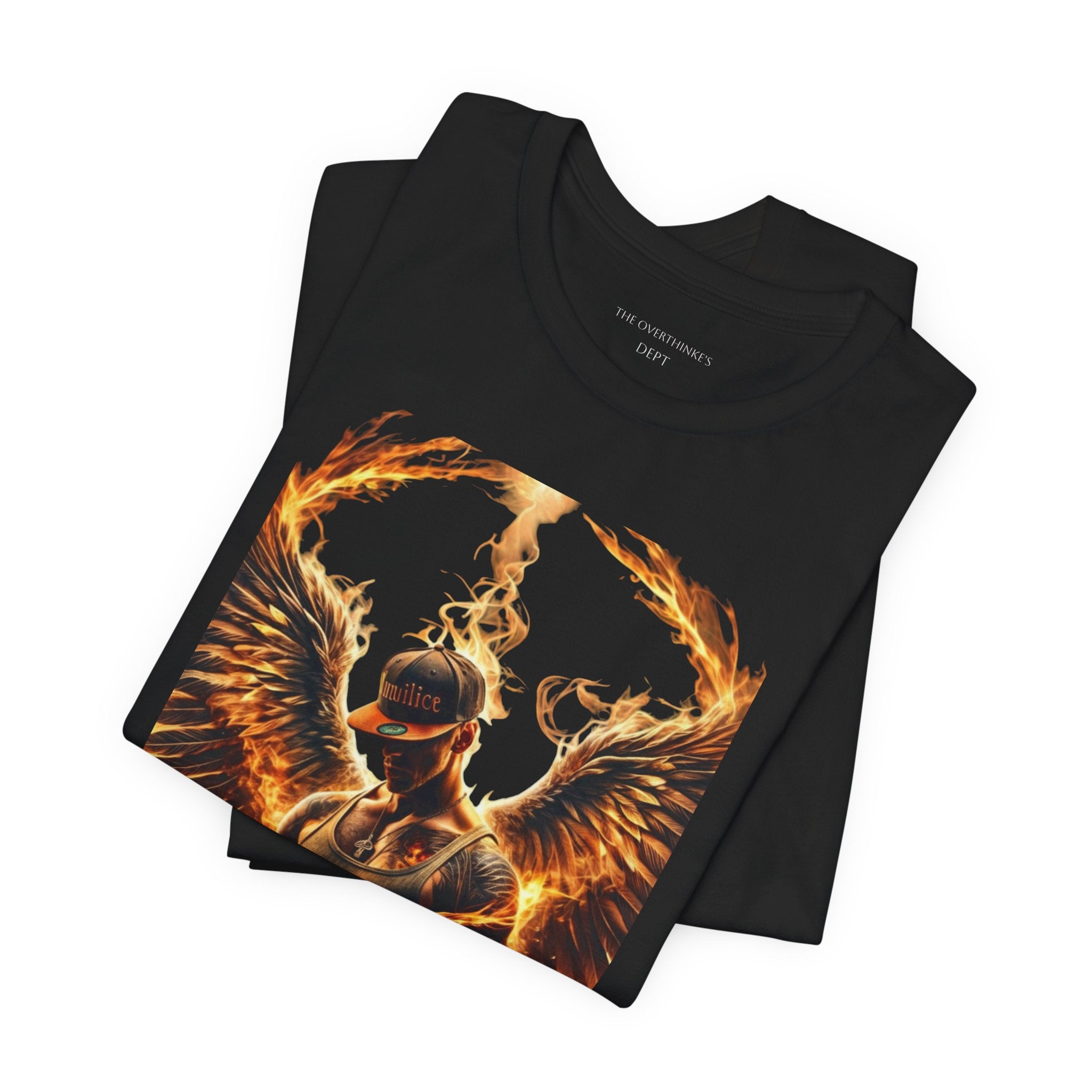 Fiery Angel Graphic Tee — Flaming Winged Warrior T-Shirt