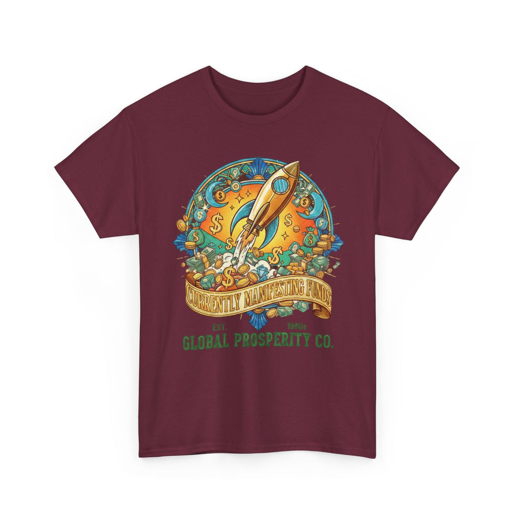 Prosperity Rocket T-Shirt - "Currently Manifesting Funds" — Global Prosperity Co. Vintage Space Graphic Tee