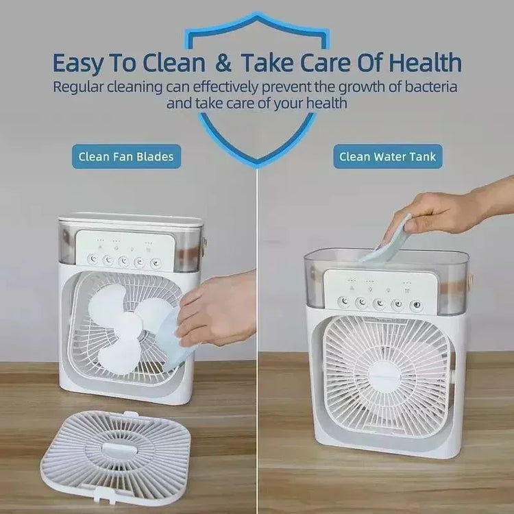 3 in 1 New Cold Breeze Air Conditioner Household Small Air Cooler LED Night Light Portable Humidifier Air Adjustment Fan Office Home Fan