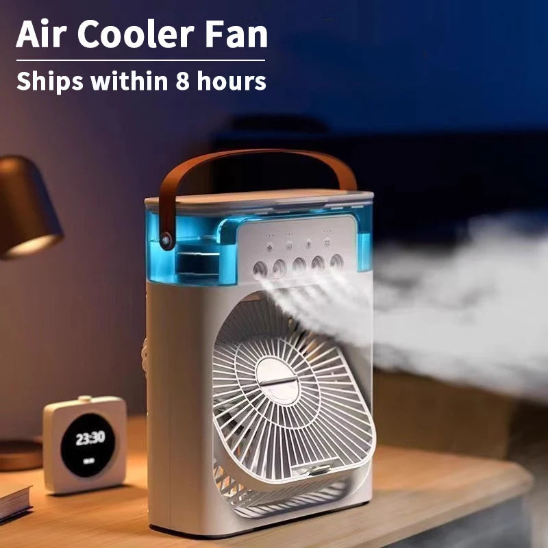 3 in 1 New Cold Breeze Air Conditioner Household Small Air Cooler LED Night Light Portable Humidifier Air Adjustment Fan Office Home Fan