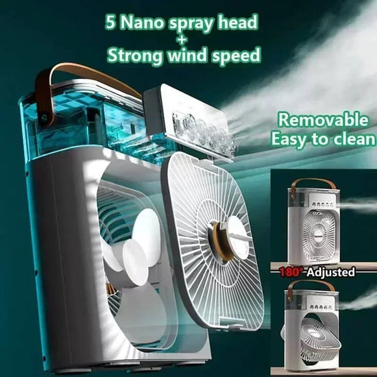 3 in 1 New Cold Breeze Air Conditioner Household Small Air Cooler LED Night Light Portable Humidifier Air Adjustment Fan Office Home Fan