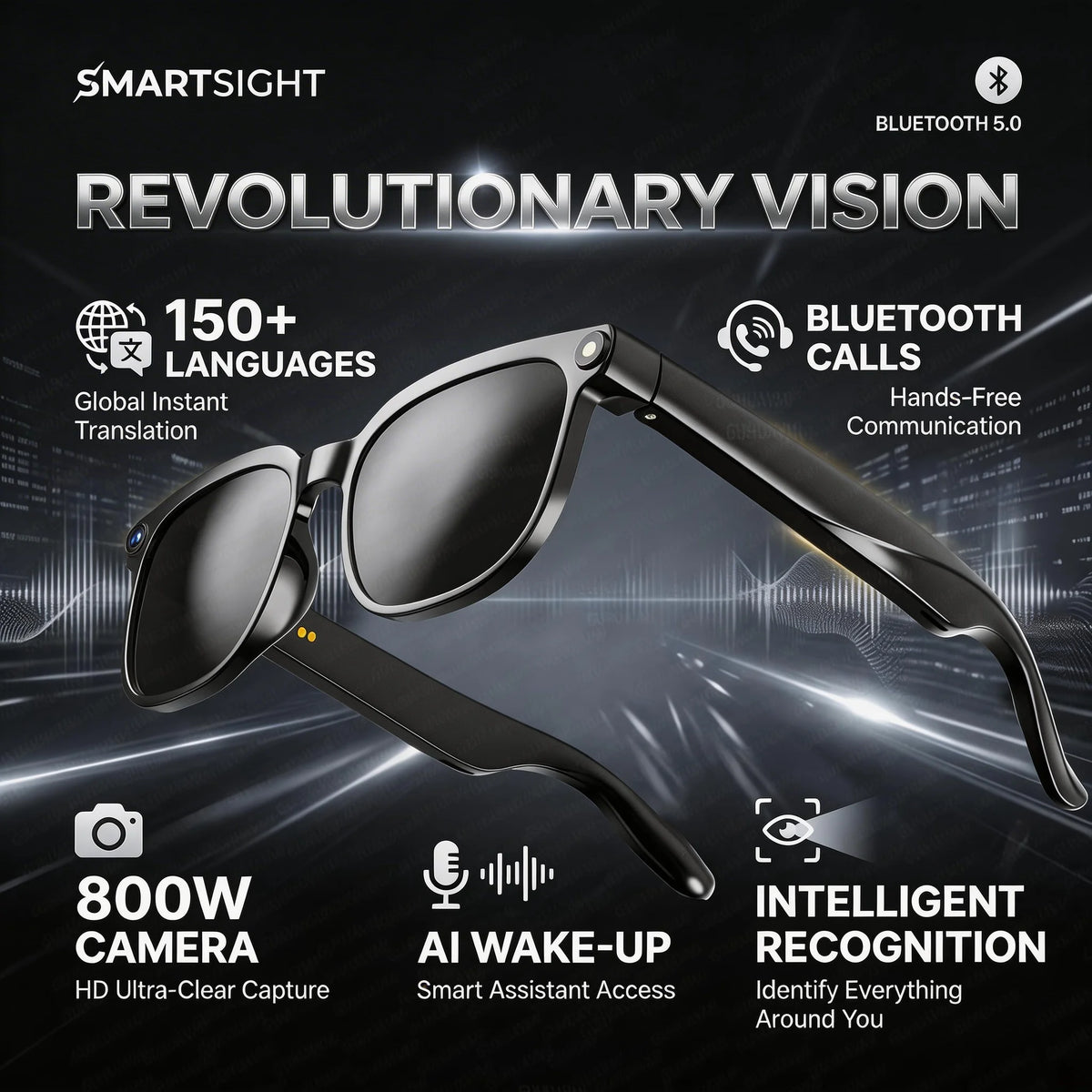 Experience the Future with 2026 4K 8MP Smart Glasses - HD Camera, Bluetooth Calls, and Multi-Language Translation!