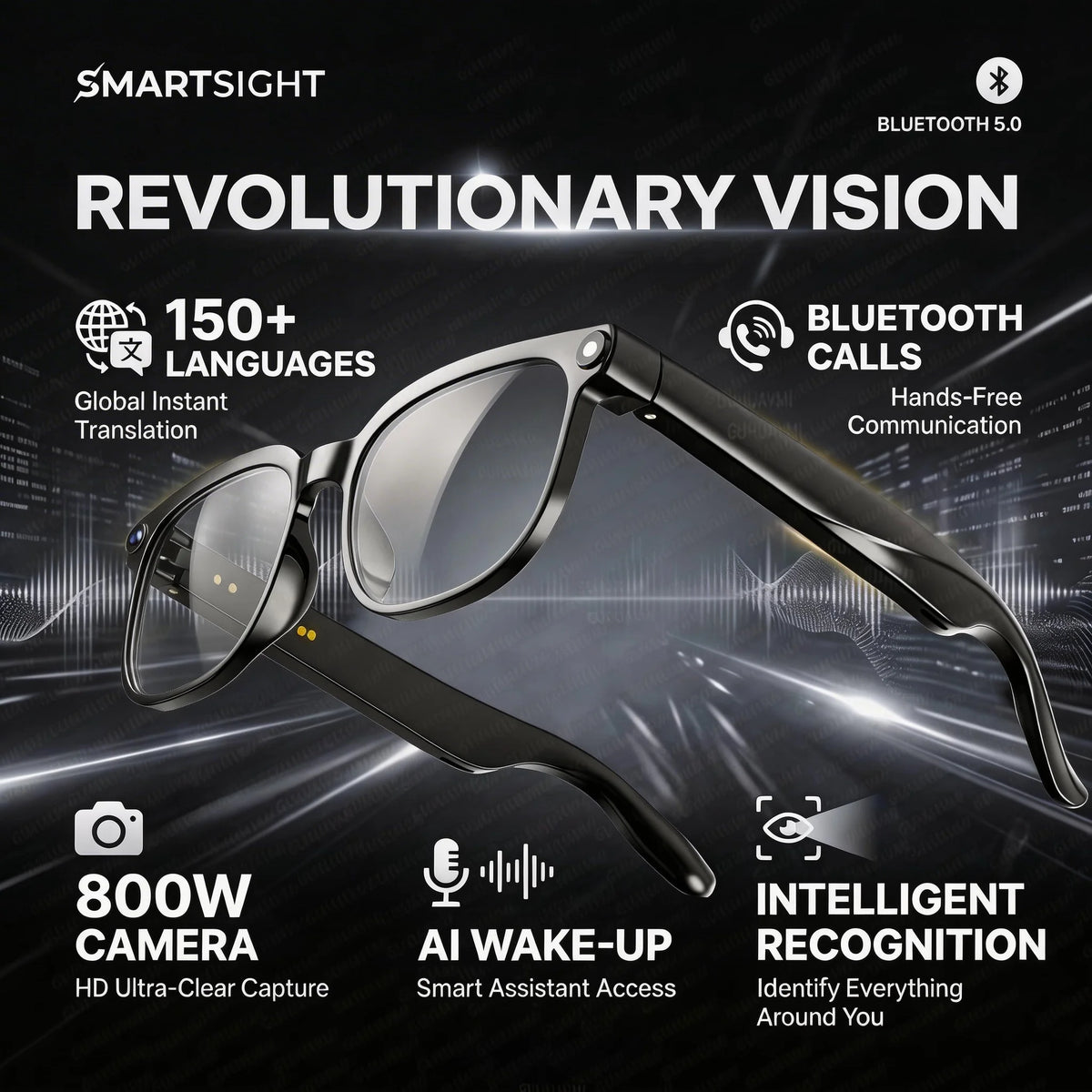 Experience the Future with 2026 4K 8MP Smart Glasses - HD Camera, Bluetooth Calls, and Multi-Language Translation!