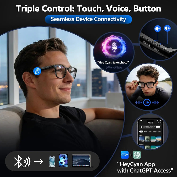 Experience the Future with 2026 4K 8MP Smart Glasses - HD Camera, Bluetooth Calls, and Multi-Language Translation!