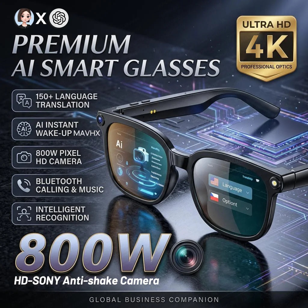 Experience the Future with 2026 4K 8MP Smart Glasses - HD Camera, Bluetooth Calls, and Multi-Language Translation!