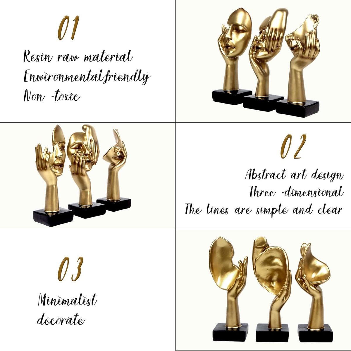 Elegant Modern Thinker Statue Set - Modern Home Sculptures for Stylish Bookshelves