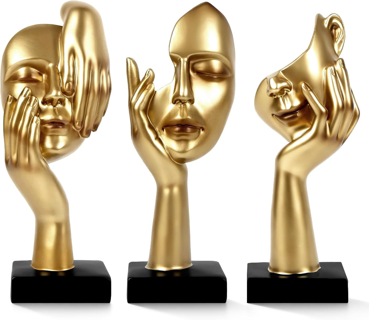 Elegant Modern Thinker Statue Set 3piece - Modern Home Sculptures for Stylish Bookshelves