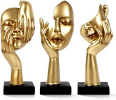 Elegant Modern Thinker Statue Set 3piece - Modern Home Sculptures for Stylish Bookshelves