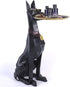 Geometric Dog Butler Accent Table with Tray, Decorative Animal Side Table, Modern Dog Statue for Living Room & Home Decor
